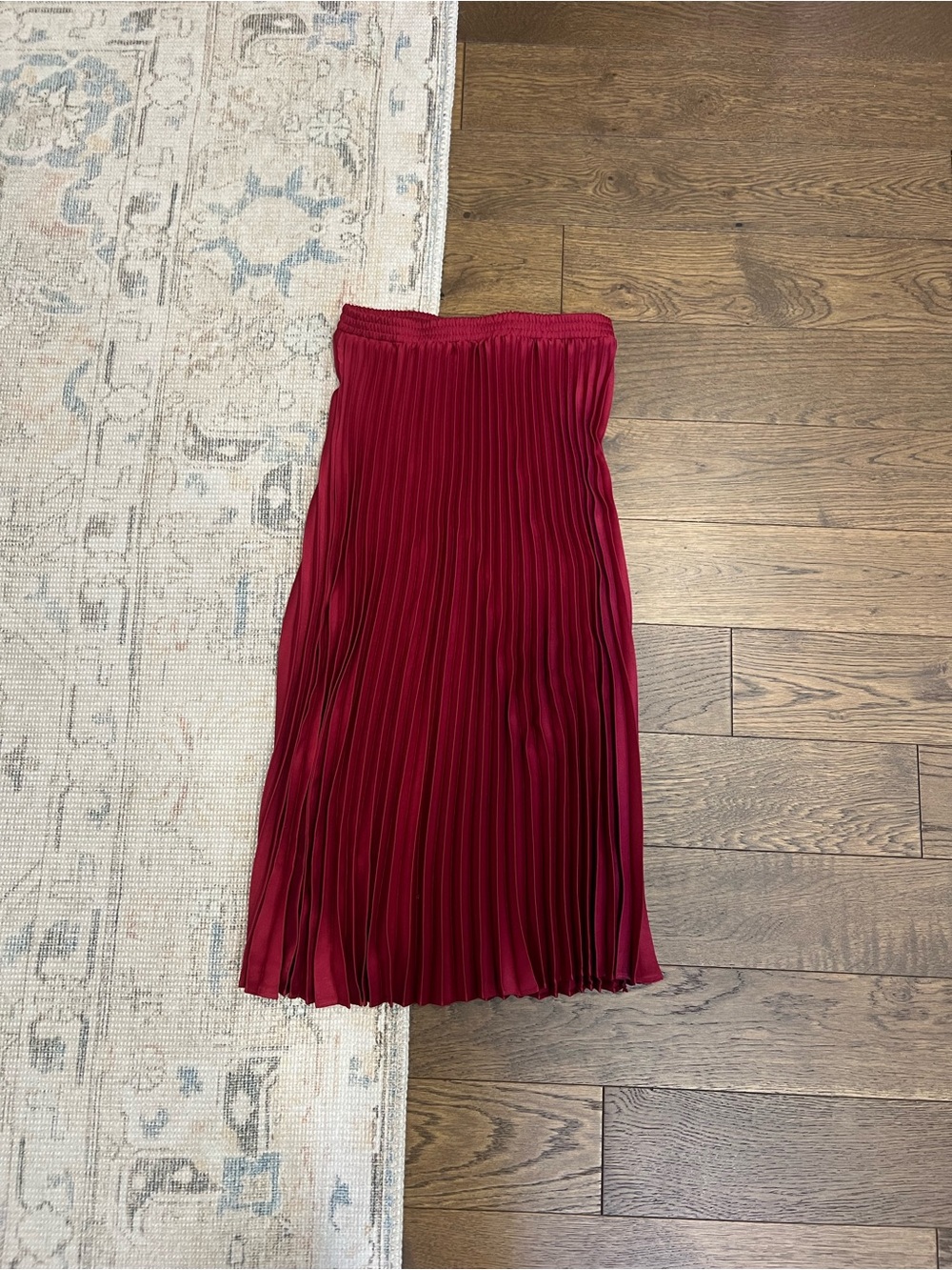 a new day Pleated Midi Skirt in Wine Red